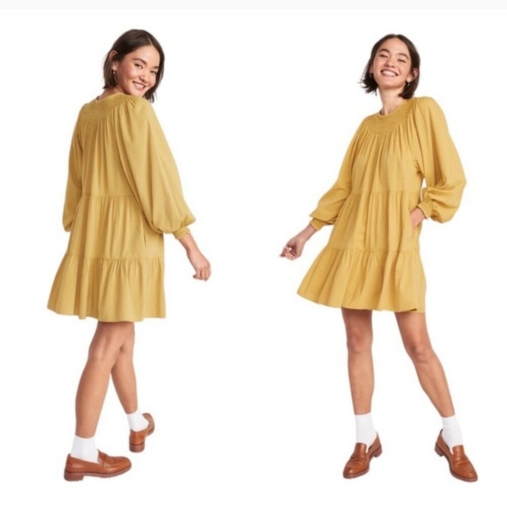 Old Navy Mustard Long Sleeve Dress